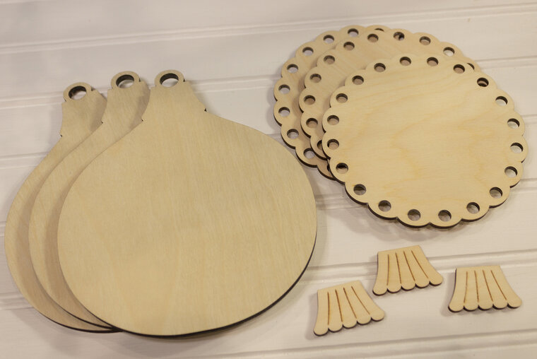 Houten Ornament Trio - Cherry Blossoms