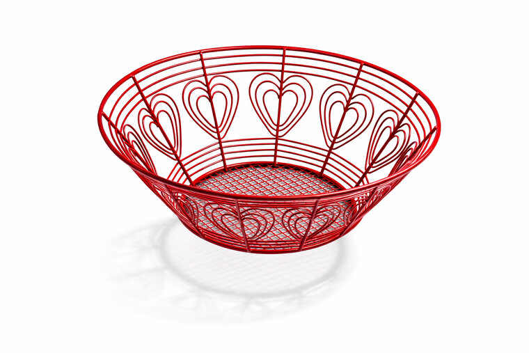 Draadmandje rood met hartjes