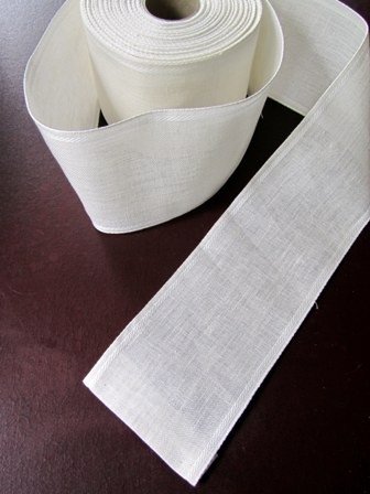 10 cm antique white met ingeweven randje