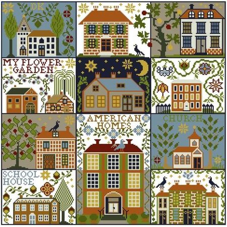 set soie d'Alger voor American Homes-12,6-14 dr. - Historische Stickmuster