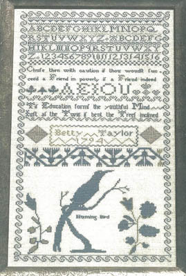 Betty Taylor's 1794 Sampler Reproduction - Gentle Pursuit Designs