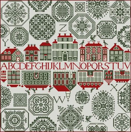 set soie d'Alger voor Quaker`s Hometown - Historische Stickmuster