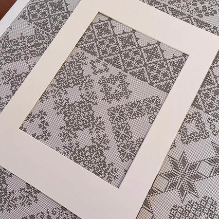 Rhombus met passepartout - Historische Stickmuster