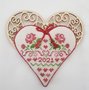 Valentine – Roses Heart chart + wooden heart  - Giulia Punti Antichi